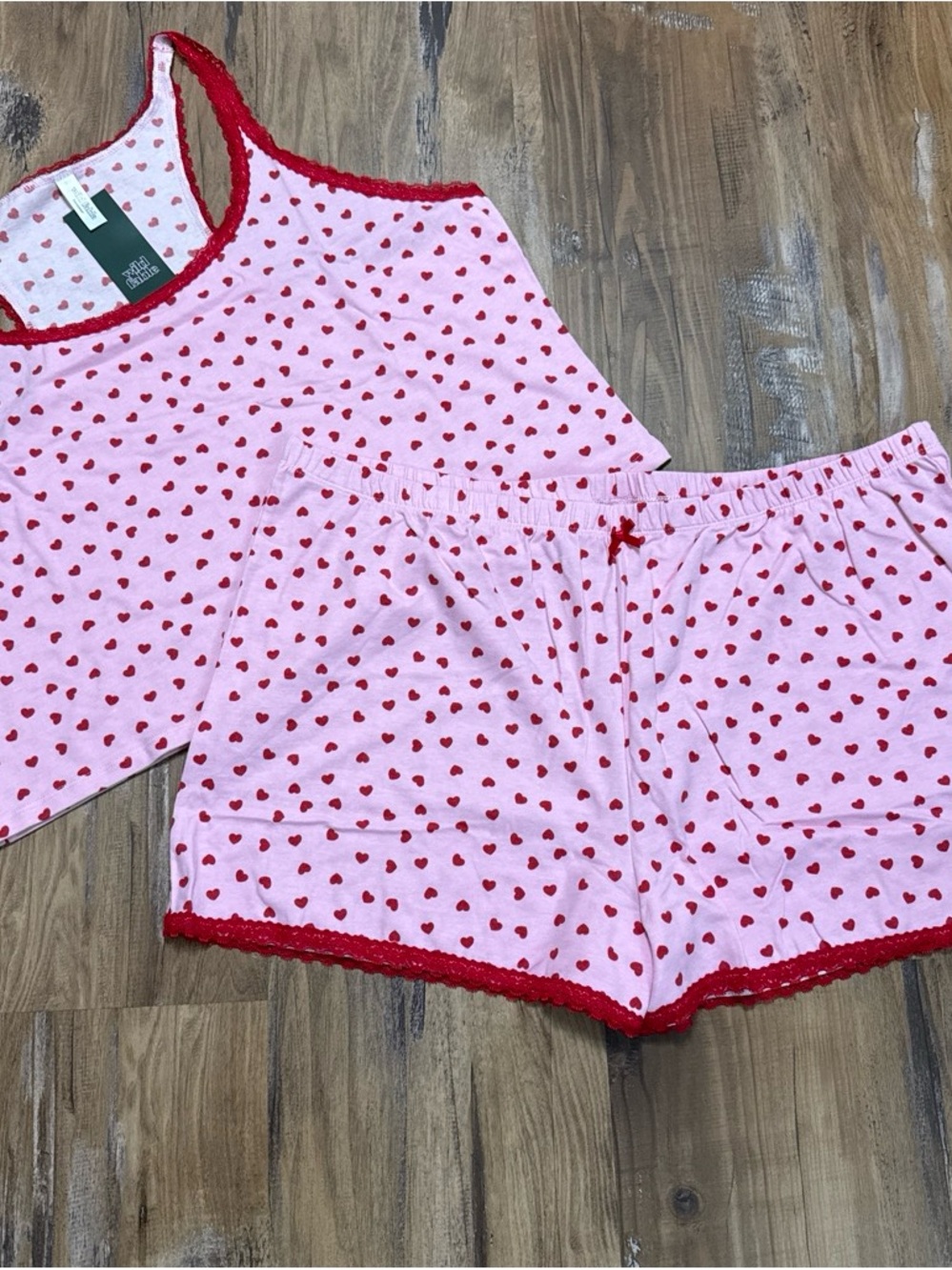 Pink & Red Heart Print Pajama Set